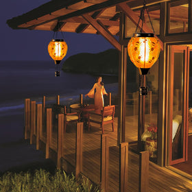 Starsoul hanging lantern with S-hooks easily adds height and charm to outdoor spaces.