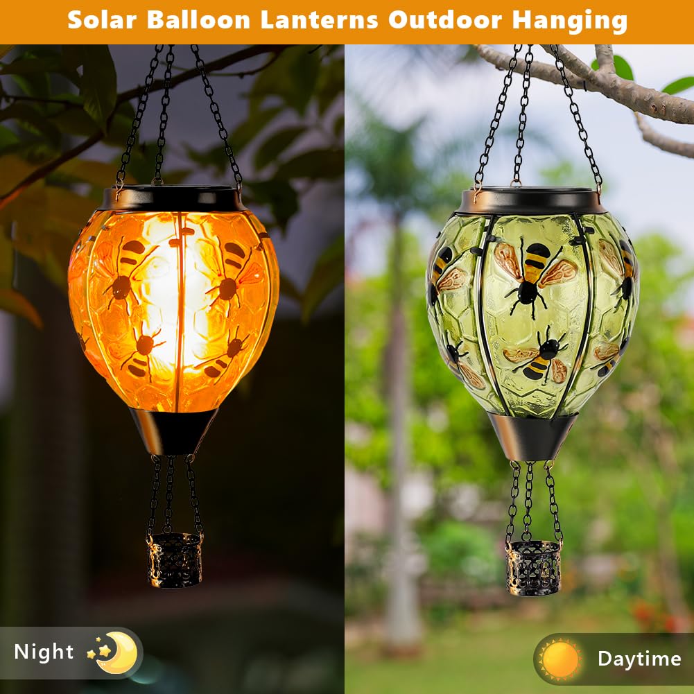 Starsoul hot-air balloon solar lantern emits shimmering light for your garden at night.