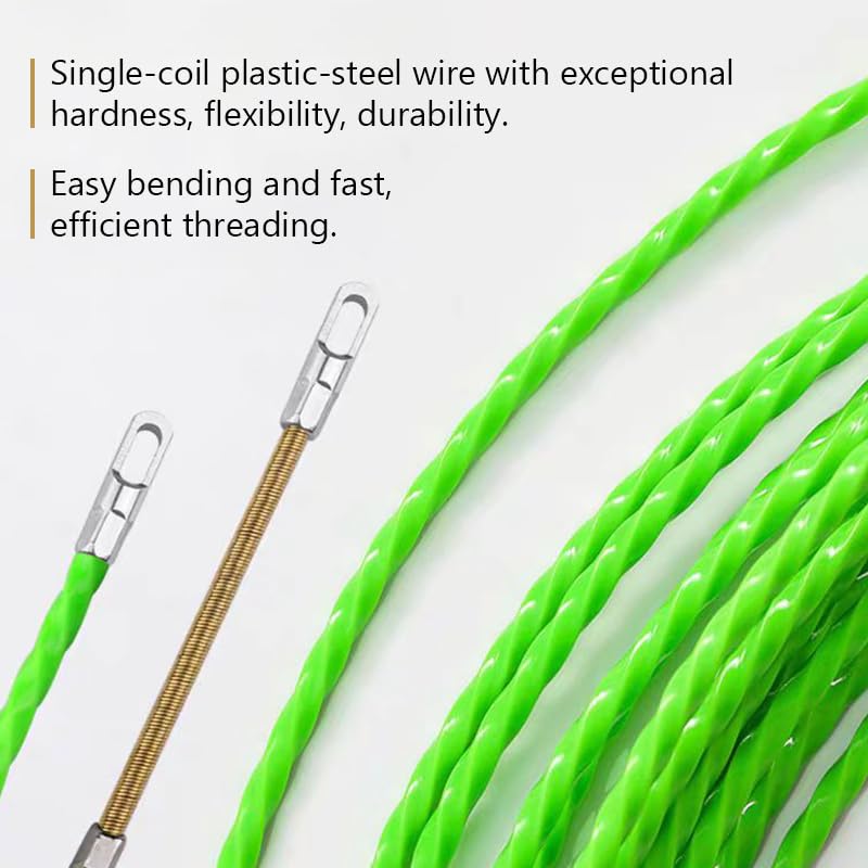 StartFine plastic-coated steel fish tape resists kinks during installation.