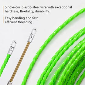StartFine plastic-coated steel fish tape resists kinks during installation.
