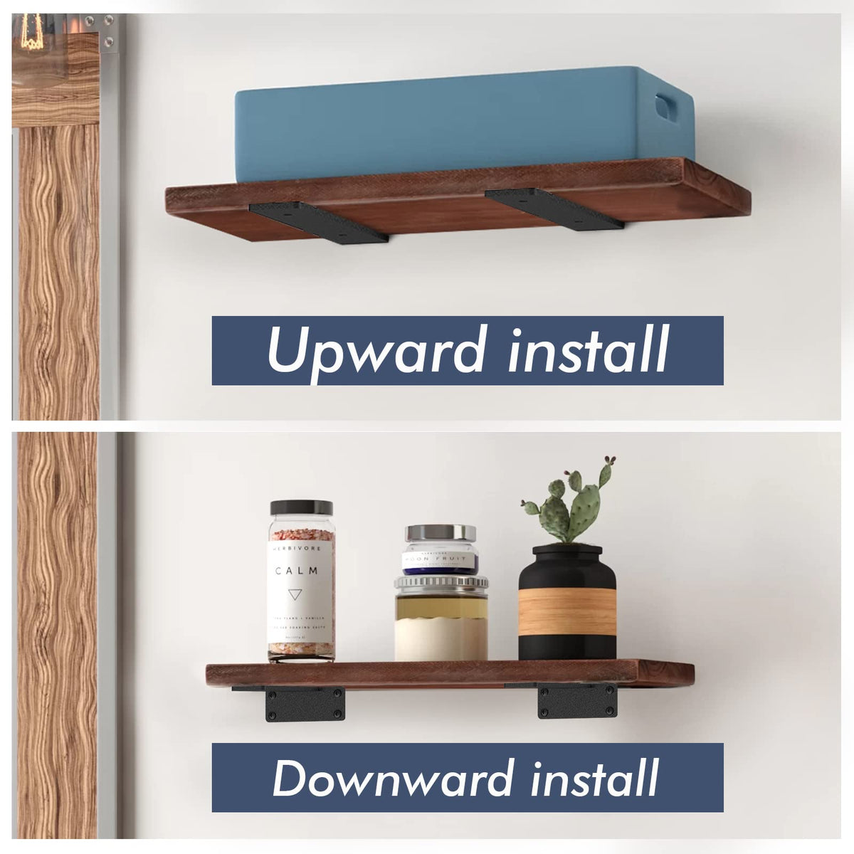 Starunder black metal L-bracket for shelves, durable and stylish