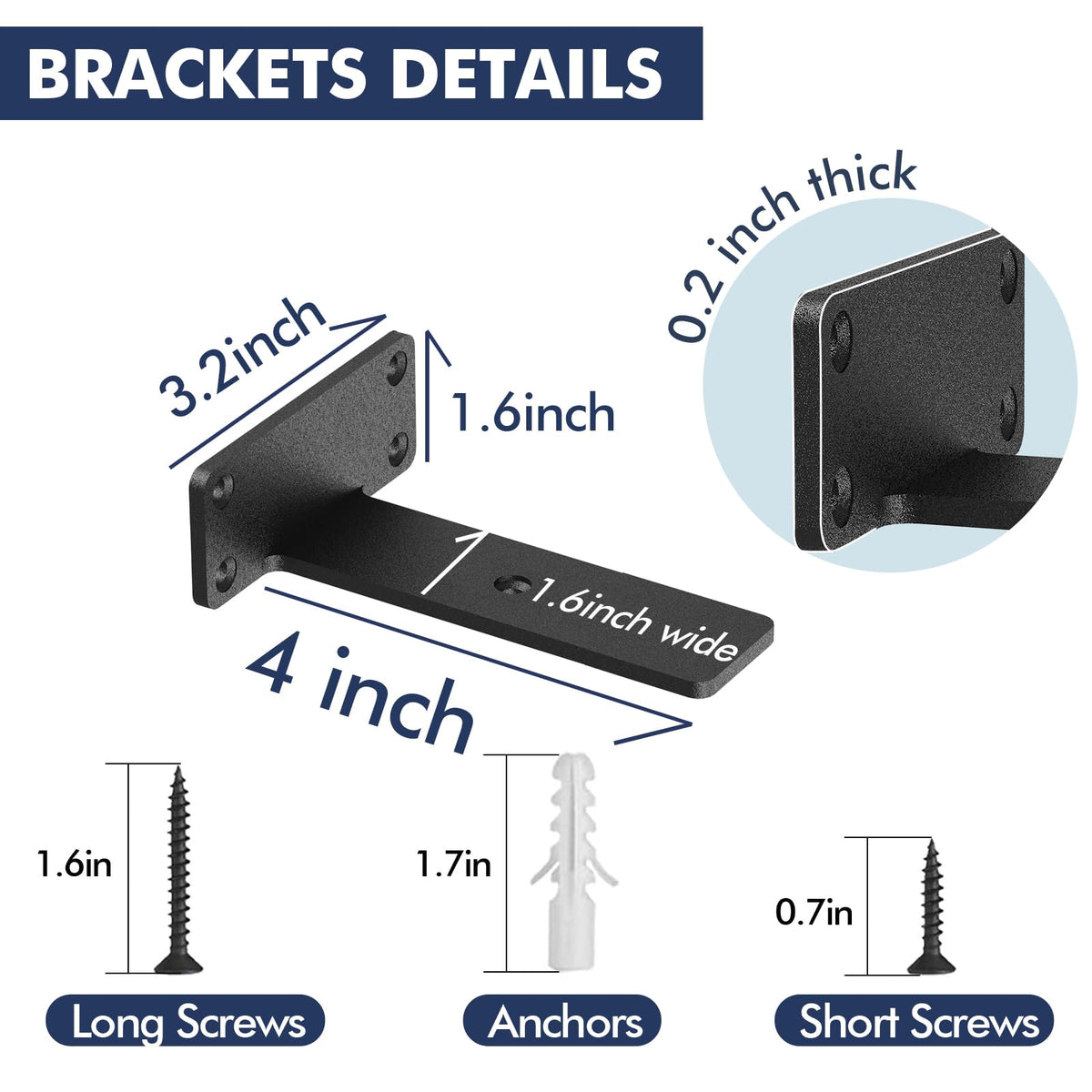 Starunder heavy-duty bracket features a textured frosted finish that resists scratches and rust.