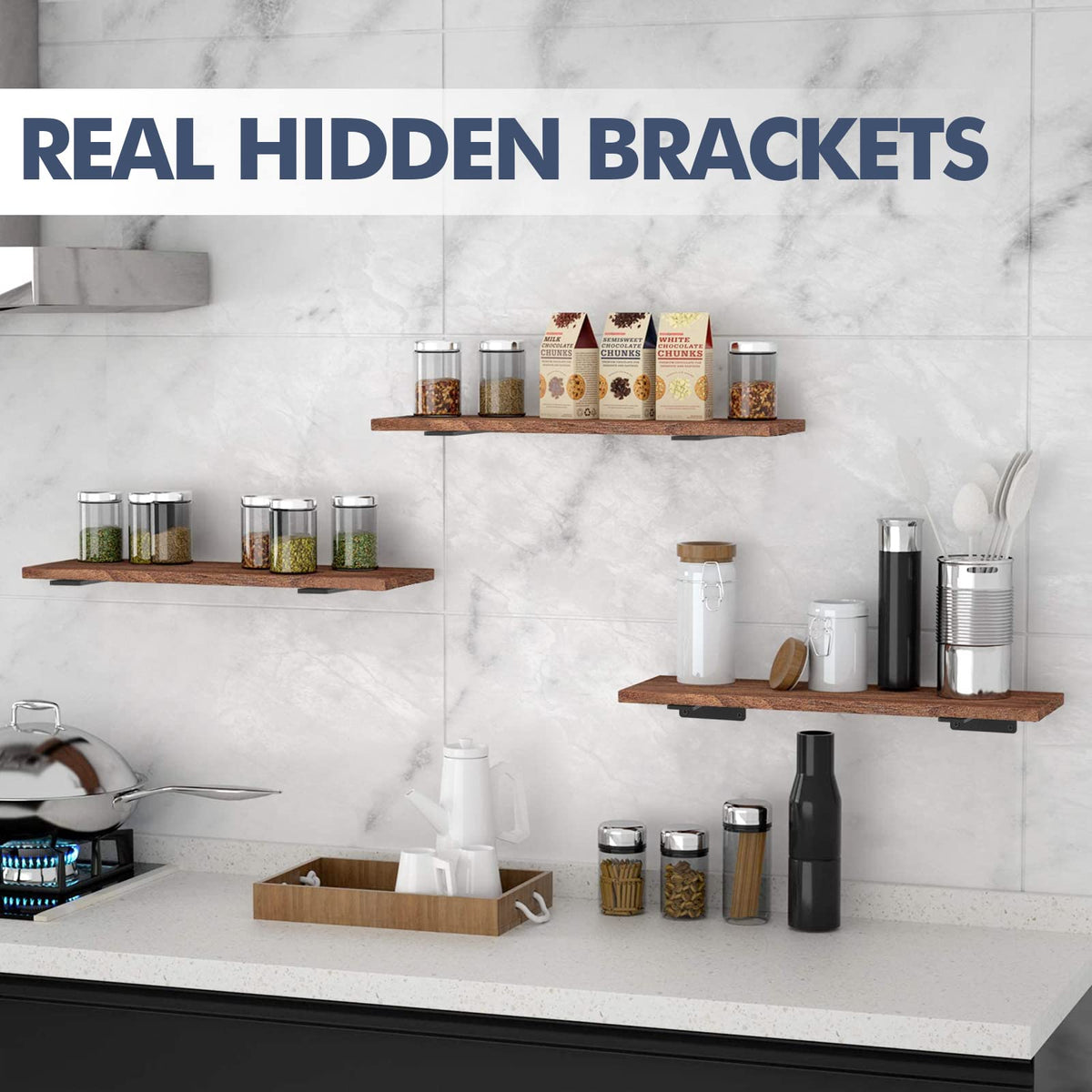Starunder heavy-duty black L-brackets provide secure, durable 10-inch shelf support for rooms.
