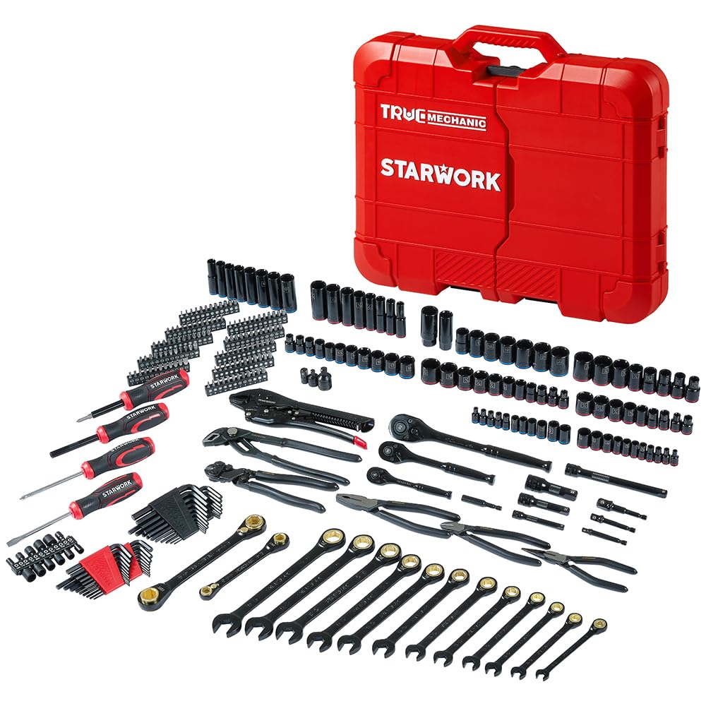 STARWORK 2-in-1 SAE/Metric wrench with dual ends for versatility.