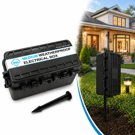 Starxing IP65 outdoor box front view with weatherproof protection for outlets and cords