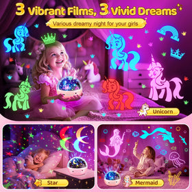 Staryou 360-degree rotating unicorn light fills the room with motion.