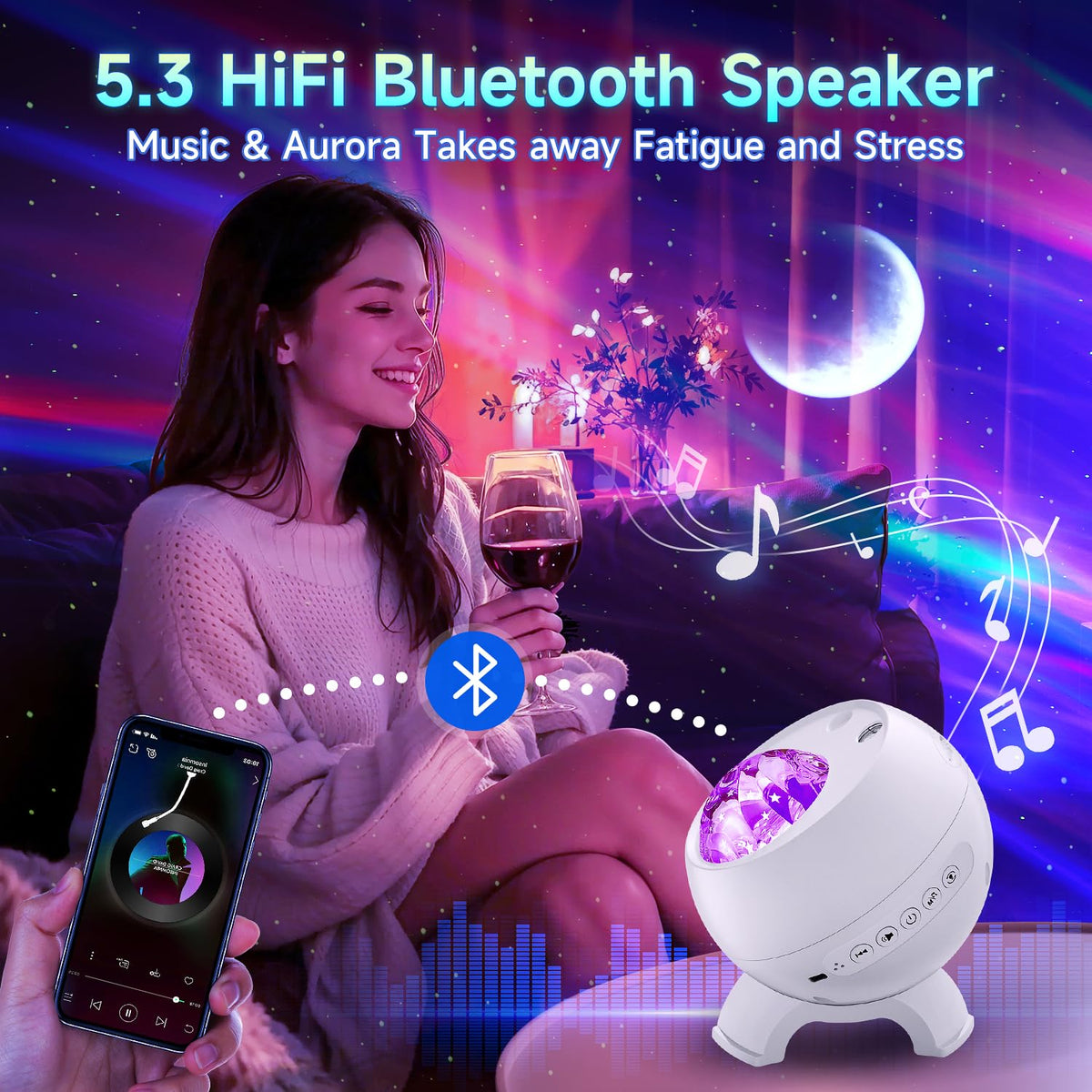 Staryou Galaxy Light Projector with five films and three moons for dynamic ceilings