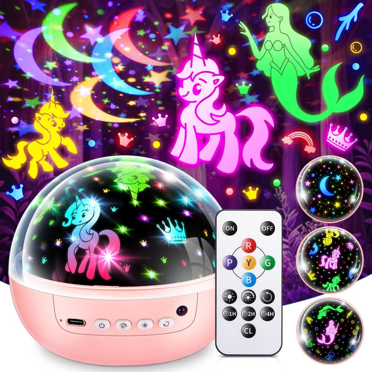 Staryou night-light projector with three films brightens kids' bedtime.
