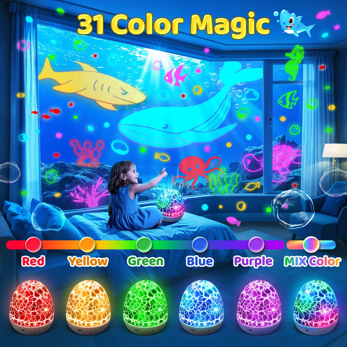 Staryou ocean and starry film modes projecting immersive scenes