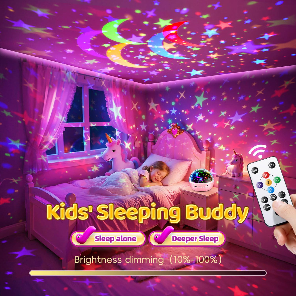 Staryou remote control adjusts brightness and timers.