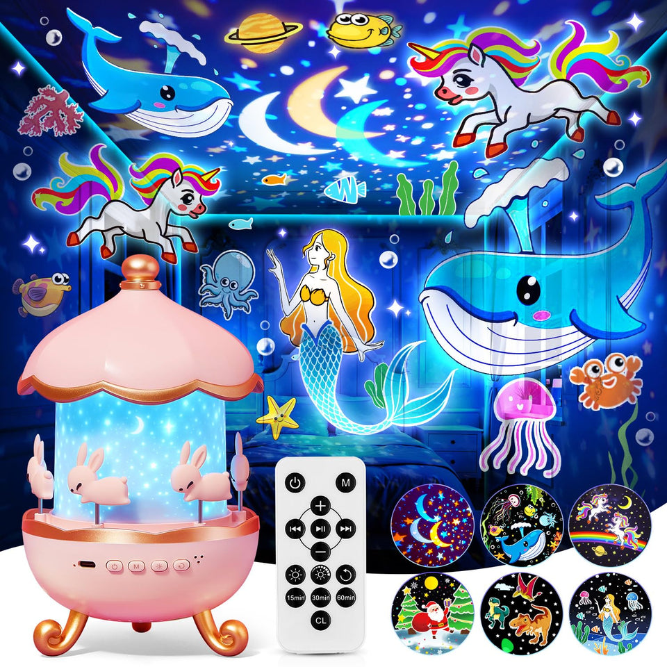 Staryou sensory lights projector casts colorful ceiling patterns for bedtime