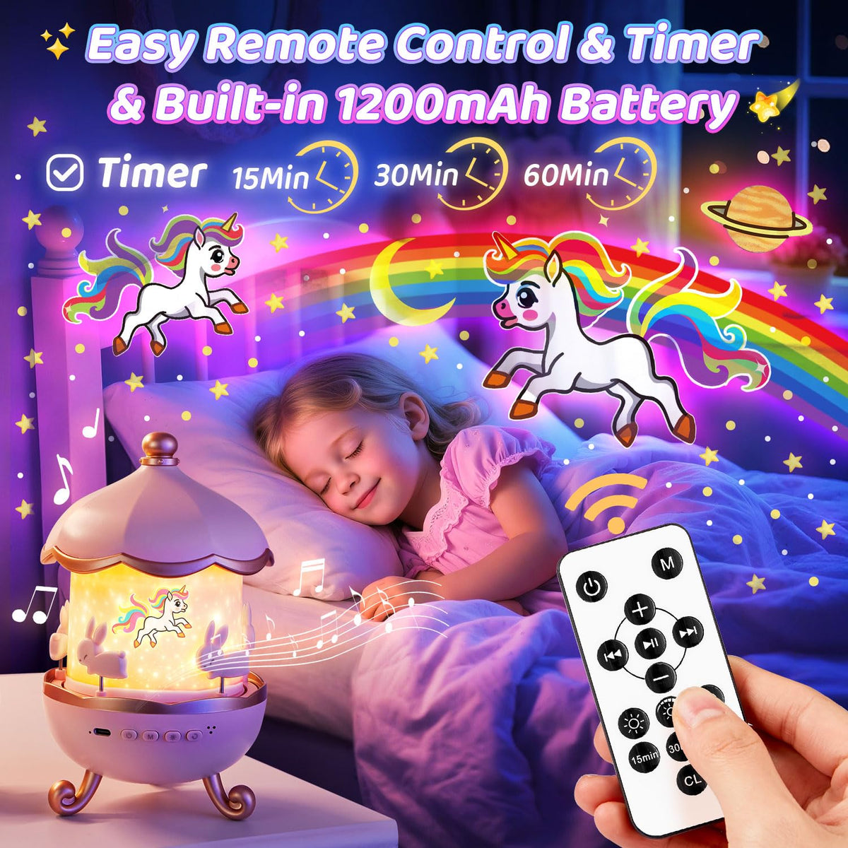 Staryou projector offers 15 soothing sounds with adjustable volume