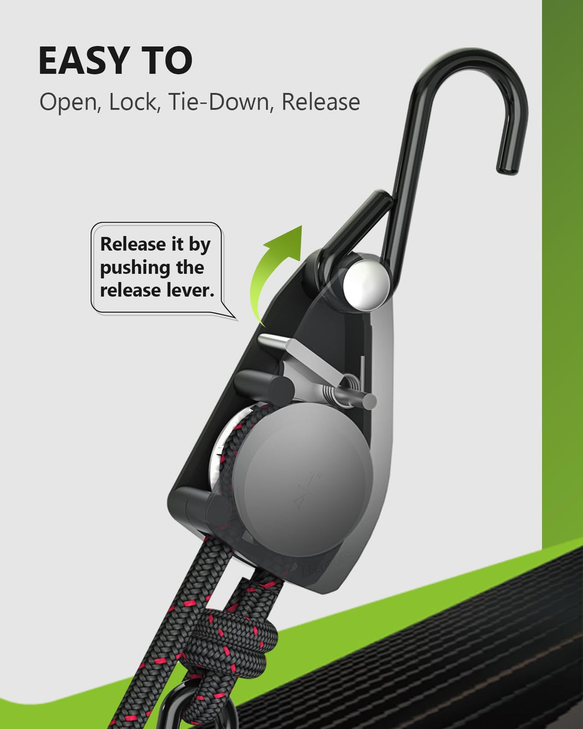 STAYGROW Thumb lever release for easy tension control.