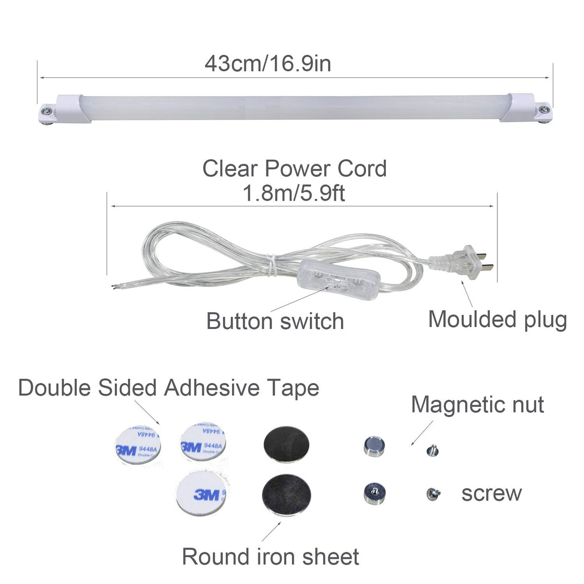 STBTECH LED strip light bar with magnets for tool-free mounting