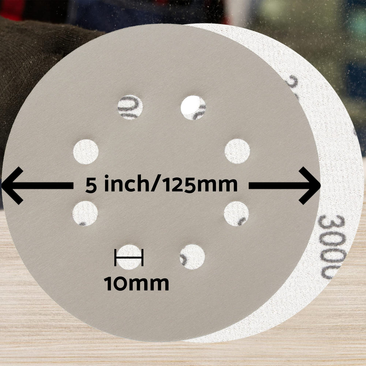 Stead Fast 5-inch disc 120-grit for smoother finishing before coating.