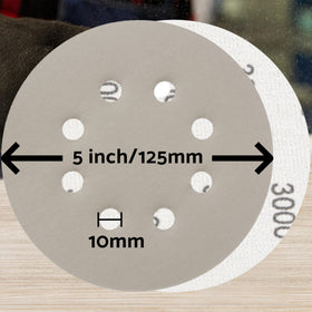 Stead Fast 5-inch disc 120-grit for smoother finishing before coating.