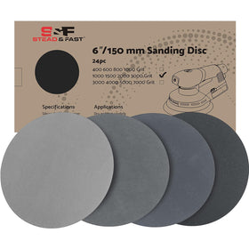 S&F STEAD & FAST 6-inch sanding discs 1000 grit closeup for precise leveling on wood or metal