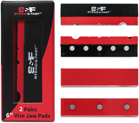 S&F Stead & Fast 6-inch soft jaws with waffle grip for wood protection.