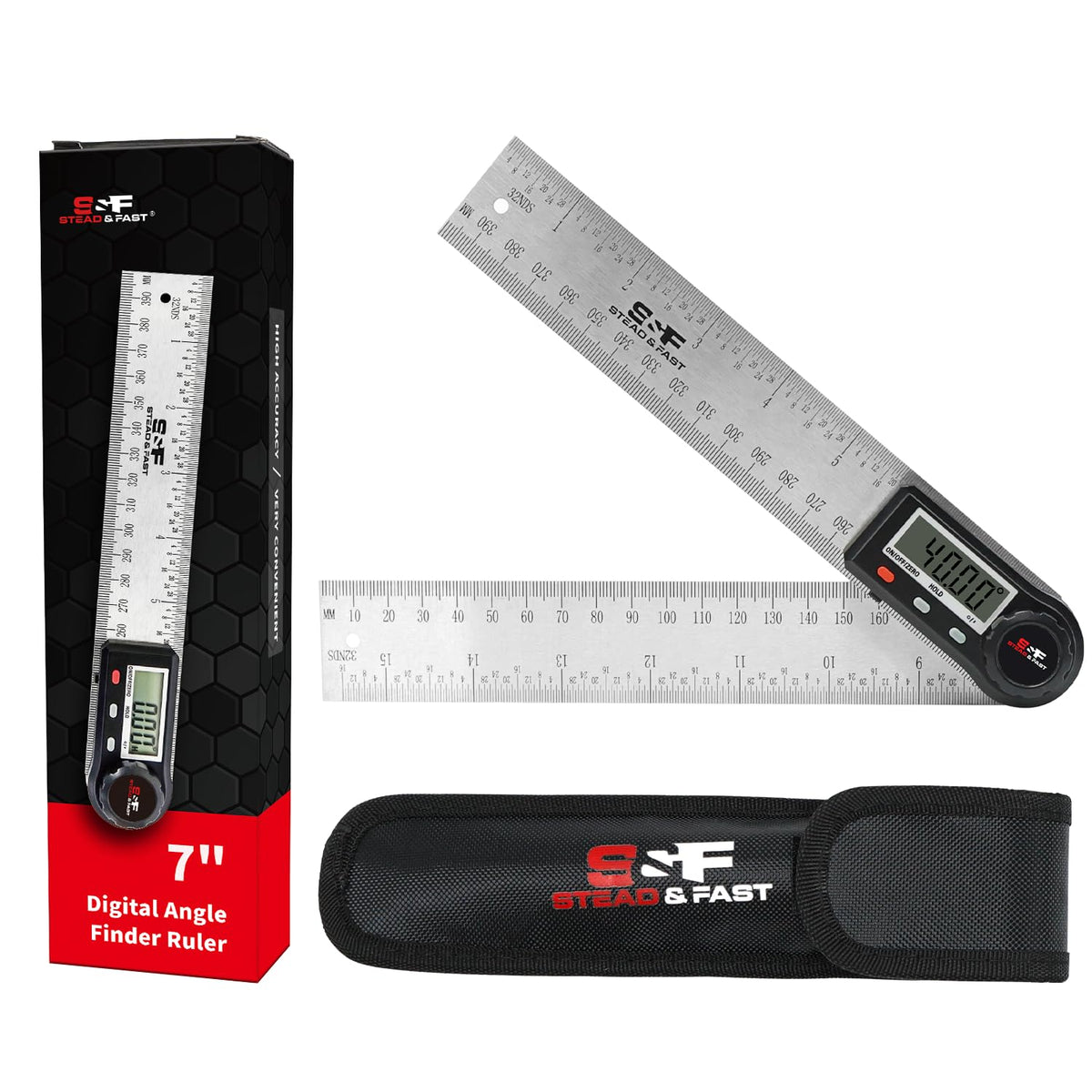 S&F Stead & Fast digital angle finder with case for portable use