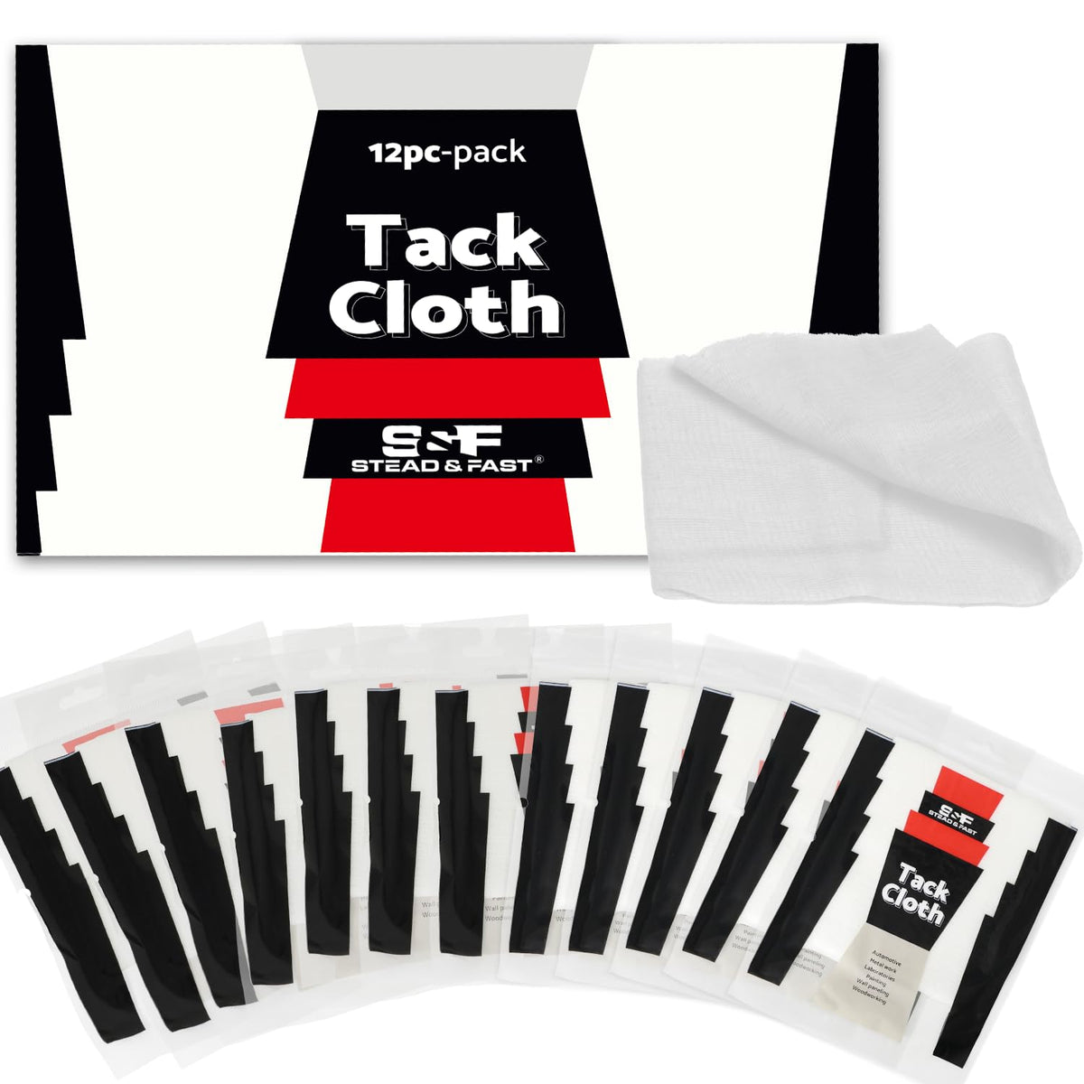 S&F Stead & Fast tack cloths box of 12 for automotive dust removal.
