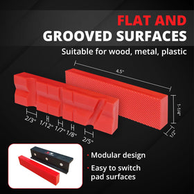 Stead & Fast magnetic pads securely hold workpieces for quick changes.