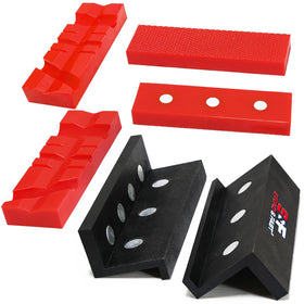 Stead & Fast soft jaws with waffle grip protect delicate wood during clamping.