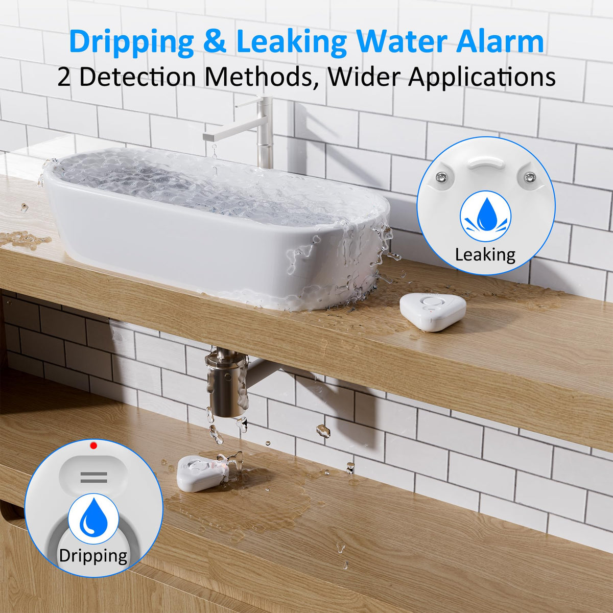 STECHRO 5-pack water leak detectors bottom probes detecting potential floods