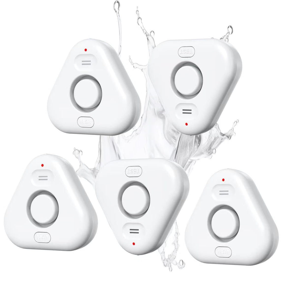 STECHRO 5-pack water leak detectors front view ready to protect kitchens and basements