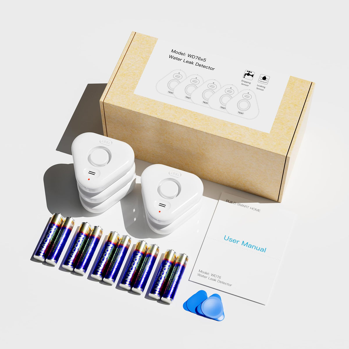 STECHRO 5-pack packaged box and included accessories for setup
