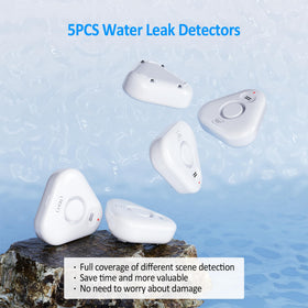 STECHRO 5-pack water leak detectors top drip sensor in action for early alerts