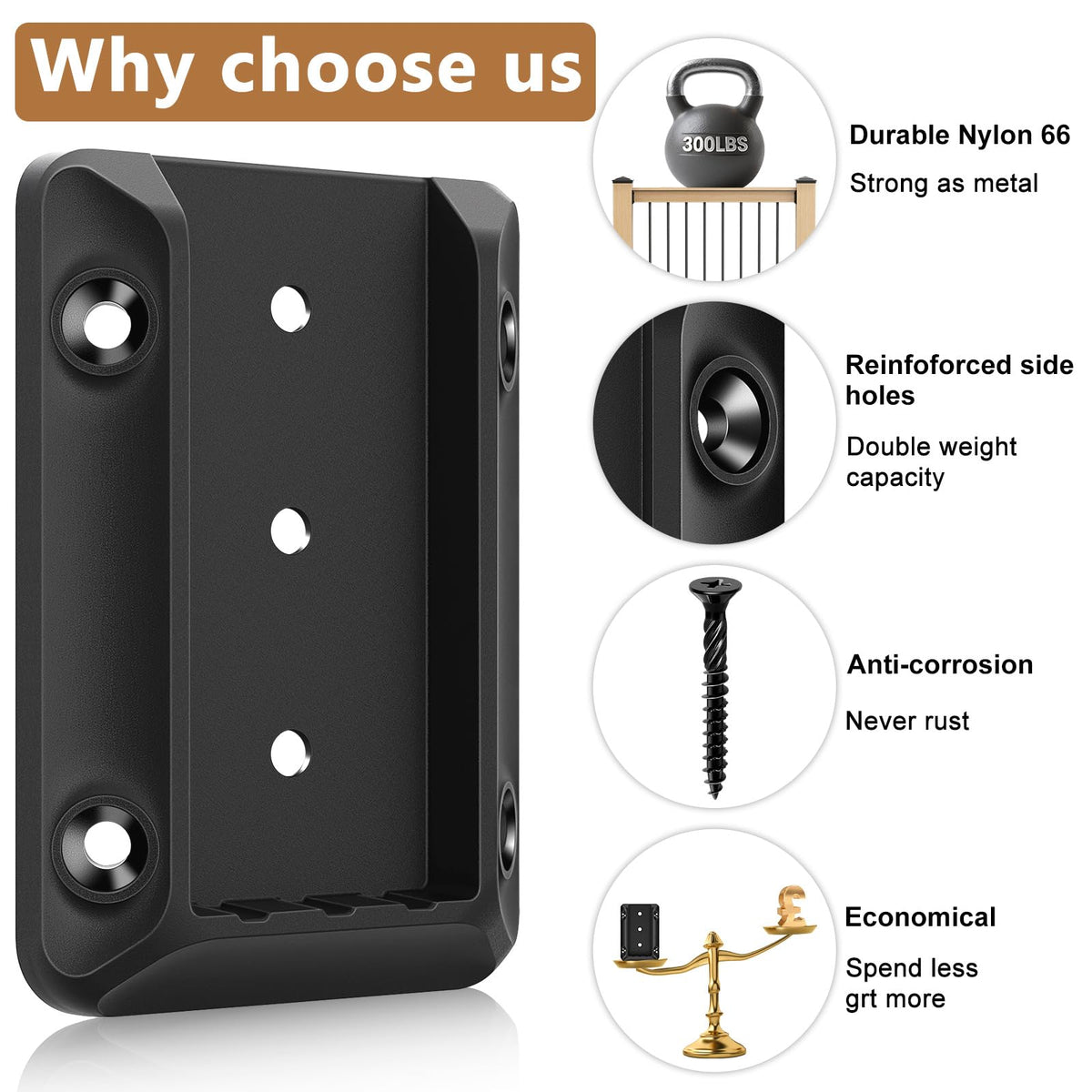 Steel DN Mate anti crack nylon bracket showcases durable rail connection.