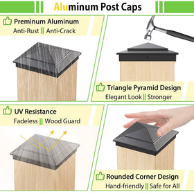 Steel DN Mate matte black finish cap for a sleek deck or fence look
