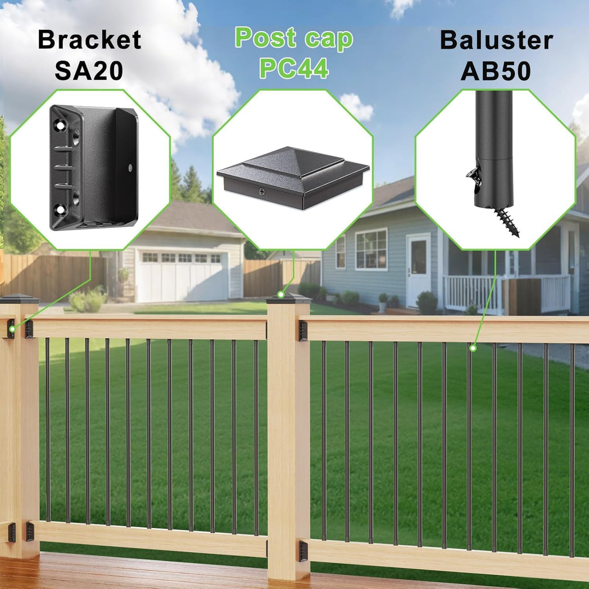 Steel DN Mate safe rounded edges post cap for family-friendly use