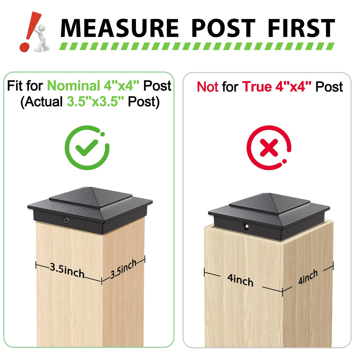 Steel DN Mate post cap with screws included for quick one-step installation