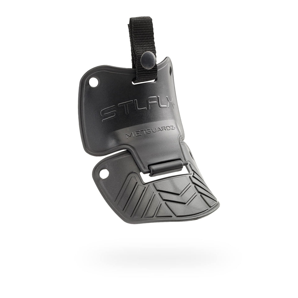 Steel-Flex MetGUARDZ metatarsal guard attached to safety boot for enhanced protection.