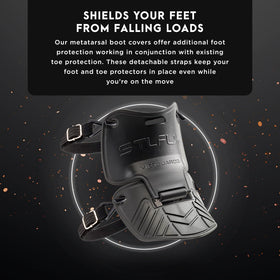 Steel-Flex MetGUARDZ strap-attachment option shields laces and boosts boot durability.