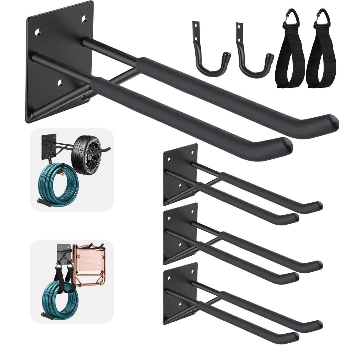 Steelify 14-inch heavy-duty wall-mount garage hook with non-slip coating for secure storage