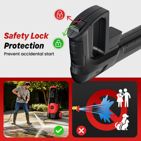 Steelite electric pressure washer includes 20ft hose for flexible reach.