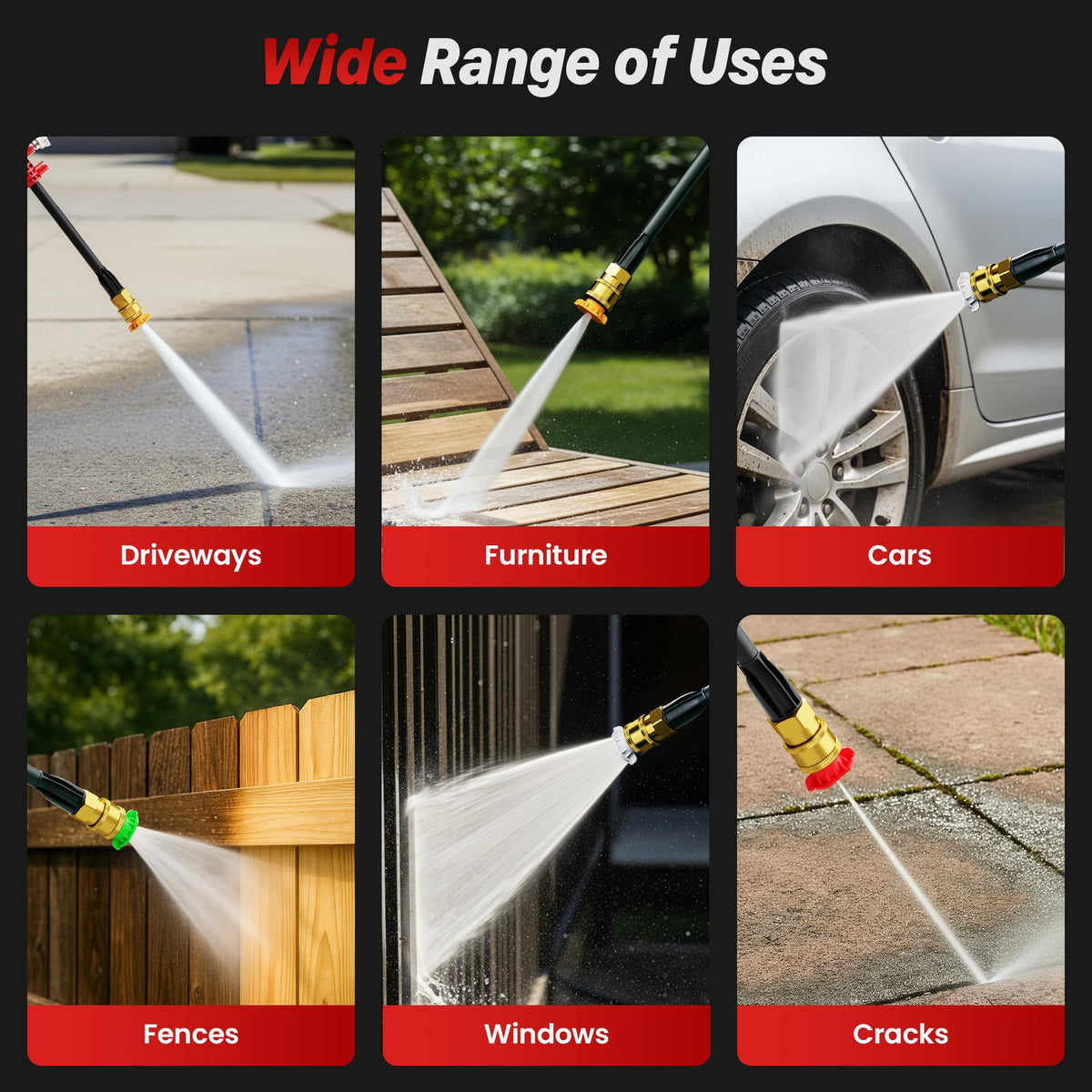 Steelite electric pressure washer 40° nozzle gentle rinse for furniture.