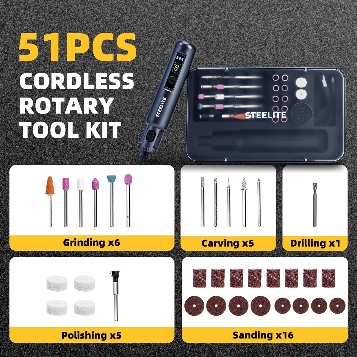 Steelite Mini Rotary Tool charging with USB quick charge for uninterrupted crafting