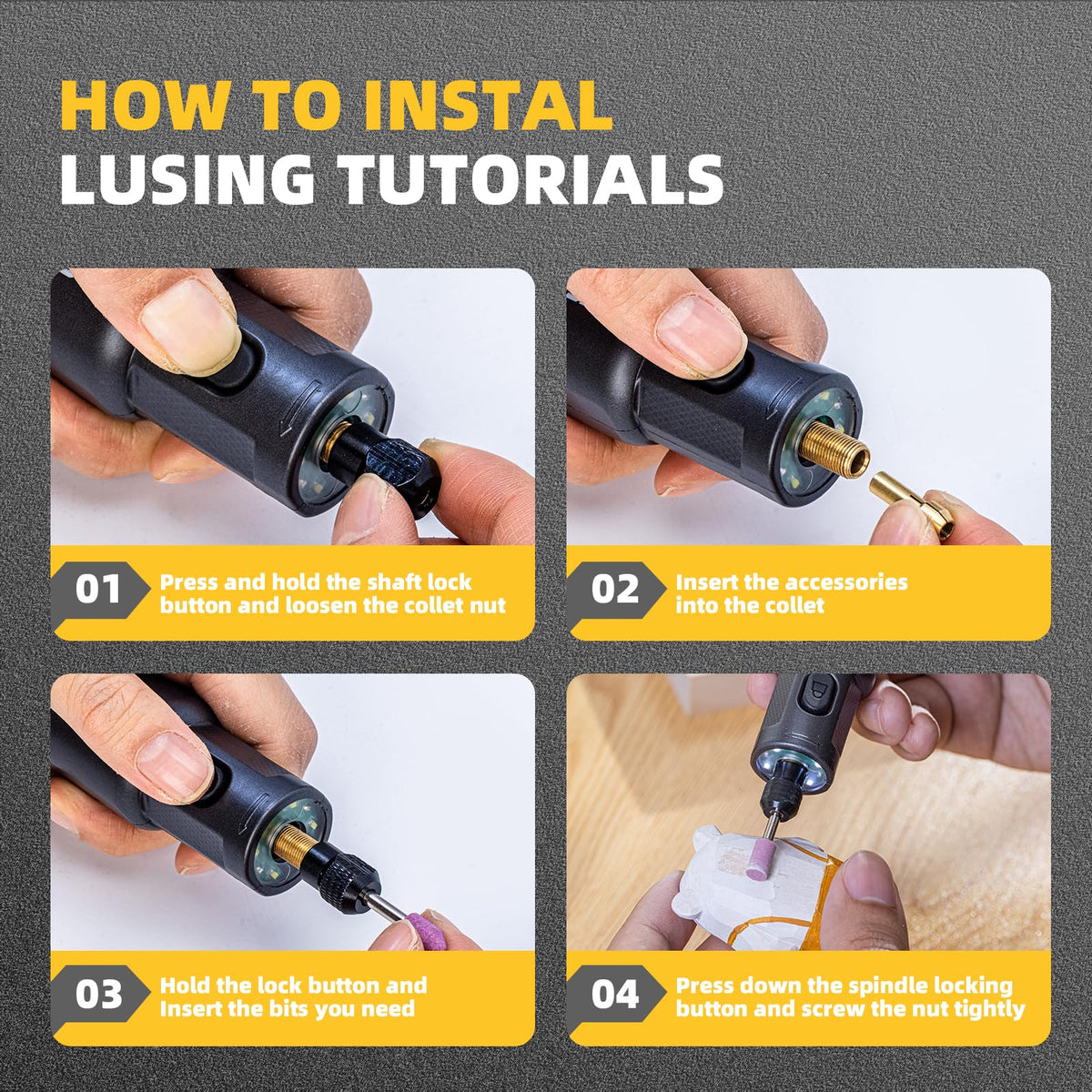 Steelite Mini Rotary Tool sanding and polishing for smooth finishes