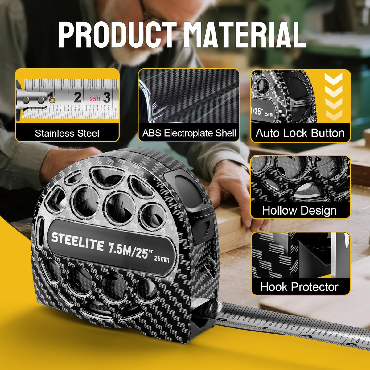Steelite 25ft tape enables precise, scalable layouts for DIY and professional projects.