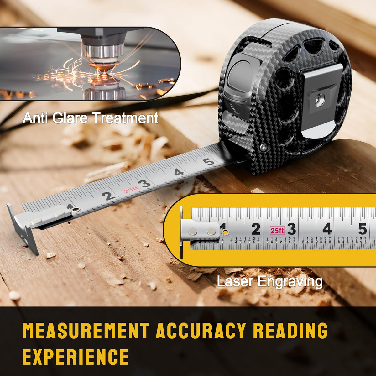 Steelite 25ft waterproof tape measure efficiently resists rust on damp job sites.