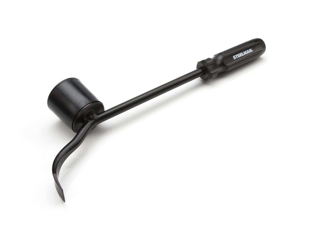 Steelman hubcap remover tool in action removing a dust cap safely
