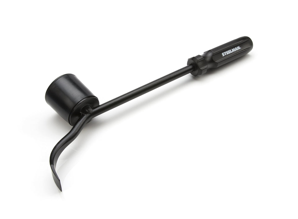 Steelman hubcap remover tool in action removing a dust cap safely