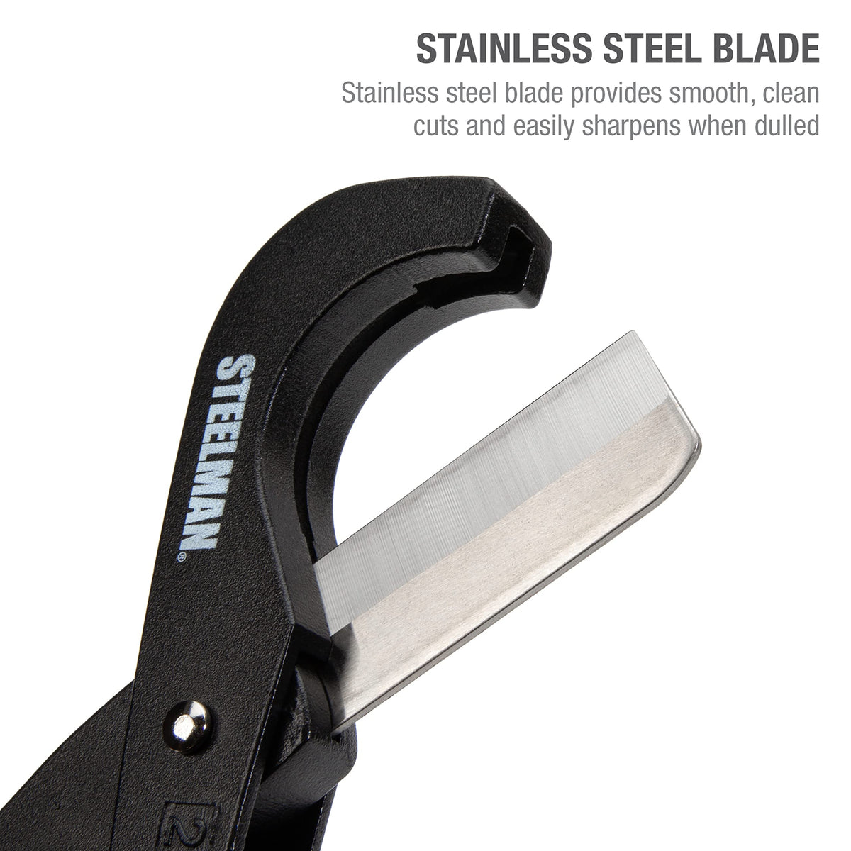 Steelman cutter includes a safety lock to secure blade during storage.