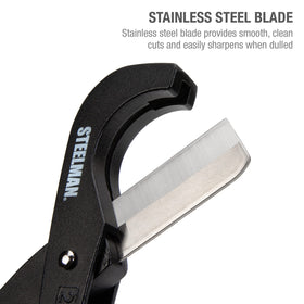 Steelman cutter includes a safety lock to secure blade during storage.