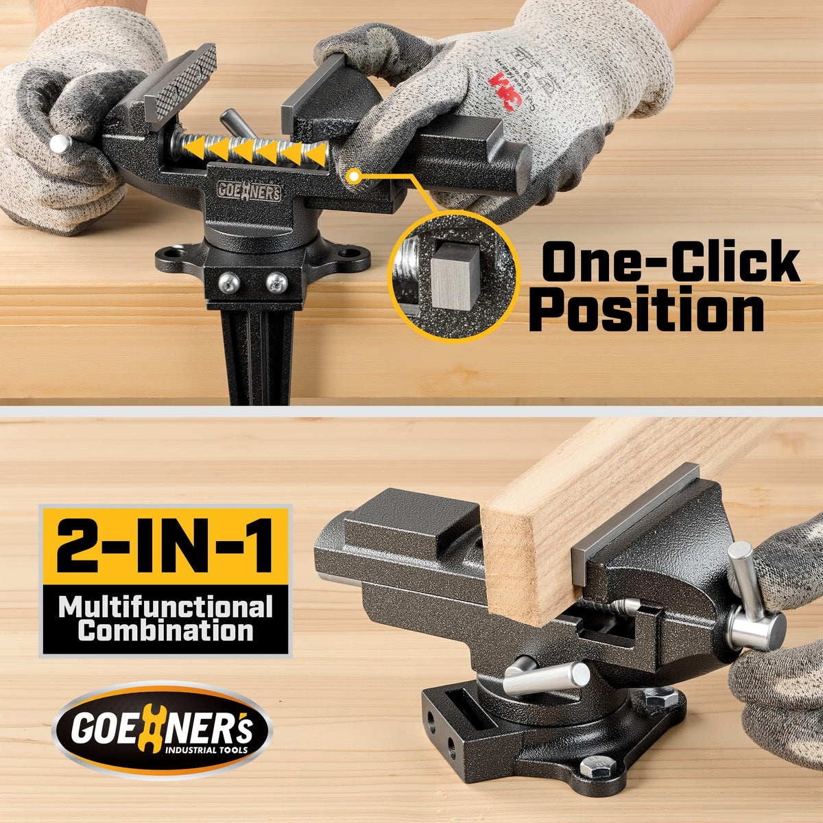 STEINBRUECKE clamp-on vise on a workbench for flexible mounting