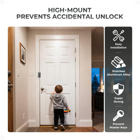 Steinwhale lock with childproof pinch-action illustrating toddler safety.