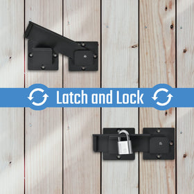 Steinwhale flip gate latch side view shows balanced plates for secure mounting.